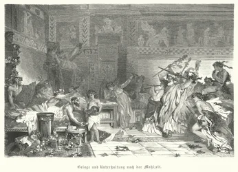 Unterhaltung nach dem Mahl bei einem römischen Fest