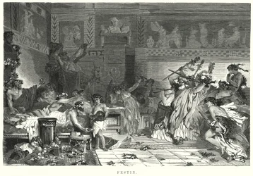 Unterhaltung nach dem Essen bei einem römischen Fest