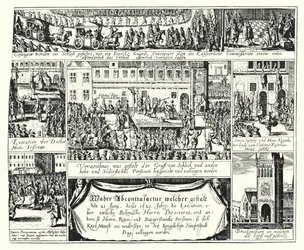 Hinrichtung der Gegner des Heiligen Römischen Kaisers Ferdinand II. in Prag