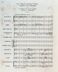 Erste Seite der Partitur für Die Flucht nach Ägypten, op. 25, Ouvertüre von Hector Berlioz