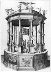 Frontispiz zu The Rudolphine Tables, zusammengestellt von Johannes Kepler, veröffentlicht 1627
