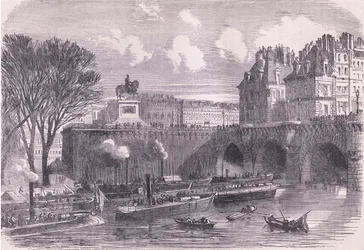 Kanonenboote auf der Seine, Cassells Geschichte des Krieges zwischen Frankreich und Deutschland, veröffentlicht von Cassell and Company Limited, ca. 1890