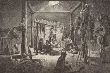 Hütte des nordamerikanischen Indianerhäuptlings (Stich)