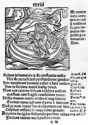 Illustration aus Stultifera Navis Mortalium von Sebastian Brant, gedruckt von Johannes Schenspenger, 1497