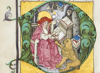 Initiale D aus Epistolae Hieronymus, Briefe und Traktate des Heiligen Hieronymus, herausgegeben von Adrianus Brielis