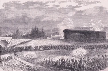 Lokomotivbatterien im Einsatz, Cassells Geschichte des Krieges zwischen Frankreich und Deutschland, veröffentlicht von Cassell and Company Limited, ca. 1890 (Lithografie)