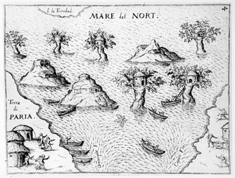 Karte der Küste von Guyana, Illustration aus Regni Guianae von G. Raleigh
