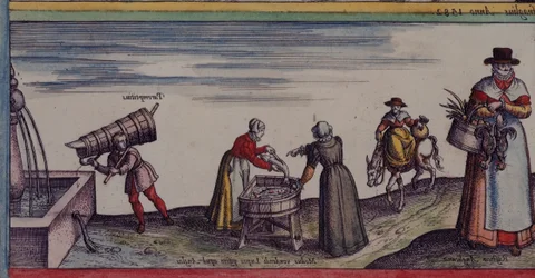 Frauen schneiden Fisch, aus 