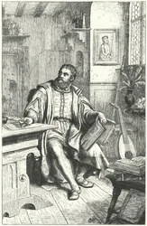 Martin Luther übersetzt die Bibel ins Deutsche (Gravur)