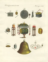 Musikinstrumente der Chinesen (Farbstich)