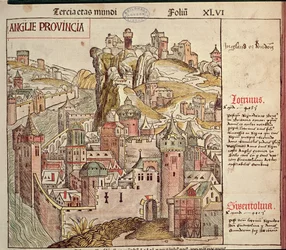 Altes London, aus der Nürnberger Chronik von Hartmann Schedel (1440-1514) 1493