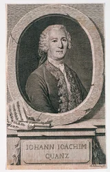 Porträt von Johann Joachim Quantz (1697-1773) graviert von Johann Schleuen (fl.1740-74)