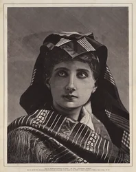 Porträt einer Frau, preisgekrönter Holzschnitt von der Kunst- und Handwerksausstellung, Leipzig, Deutschland