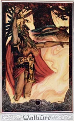 Postkarte, die Odin darstellt, wie er das Feuer ruft, 1914