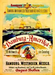 Plakat zur Werbung für die Hamburg-Amerika-Linie, 1883