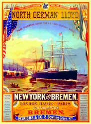 Plakat zur Werbung für die Norddeutsche Lloyd-Linie, 1883