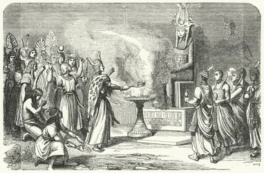 Priester führen ein Opfer im alten Ägypten durch