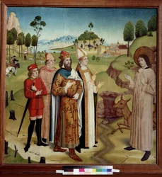 Darstellung des Treffens des westgotischen Königs Wamba und des heiligen Ägidius