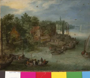 Flusslandschaft mit Anlegestelle, 1603