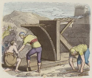 Römische Ballista (kolorierte Gravur)