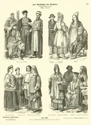 Russische Kostüme, späte 19. Jahrhundert