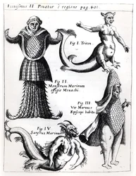 Seemonster, Illustration aus Physica Curiosa von Gaspar Schott S.J. (1608-66), veröffentlicht Würzburg 1662