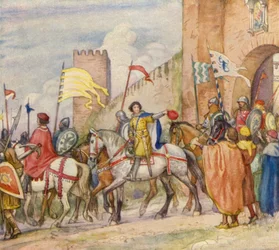 Der heilige Franziskus von Assisi zieht in den Krieg