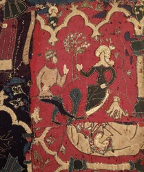 Stumpwork mit Darstellung von Tristan und Isolde