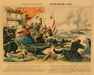 Einnahme von Suchum-Kale durch die Türken während des Russisch-Türkischen Krieges, 15. Mai 1877, veröffentlicht von F.C. Wentzel, Weissenburg, 1877