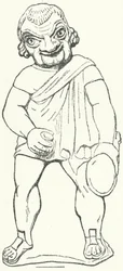 Terrakotta-Statuette eines römischen Schauspielers als Parasit aus einem Lustspiel des Dramatikers Plautus (Stich)