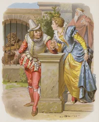 Der kluge Schneider (Vom klugen Schneiderlein) (Chromolithografie)