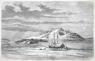 Die Germania auf der Sabine-Insel