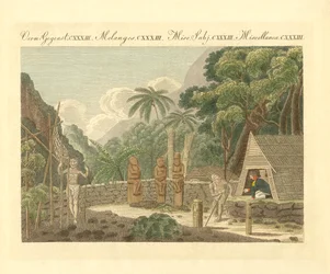 Der Morai oder der Begräbnisplatz auf der Insel Nukahiwah in den Südsee