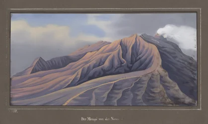 Die Nordseite des Merapi, gesehen aus 4686 Fuß, November 1836, Pl.VII aus Topographischer und Naturwissenschaftlicher Atlas zur Reise durch Java, von Dr. Fr. Junghuhn, Magdeburg, 1845