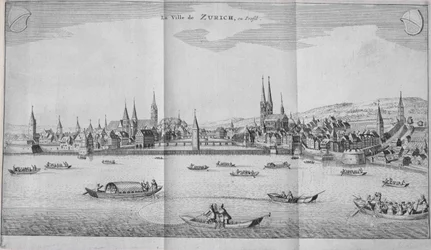 Die Stadt Zürich, Schweiz, aus Band II von Itinera Alpina von Johann Jacob Scheuchzeri, veröffentlicht 1706