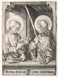 Die zwölf Apostel an gotischen Fenstern: St. Matthias und St. Judas Thaddäus