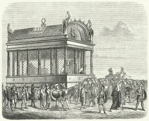 Der Leichenwagen von Alexander dem Großen (Gravur)