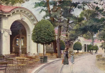 Wiener Kaffeehaus, Zoologischer Garten Berlin, Deutschland (Farblithografie)