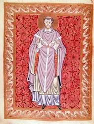 Darstellung des Heiligen Nizier von Lyon (513-573) Miniatur aus dem Codex Egberti von der Schule von Reichenau, um 980