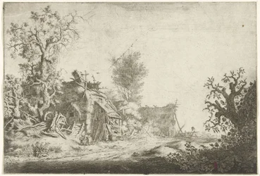 Landschaft mit verfallenen Bauernhöfen