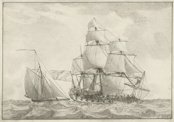 Kutter und ein Kriegsschiff