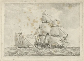 Kutter und ein Kriegsschiff
