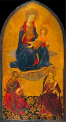 Die Anbetung der Jungfrau und des Kindes durch den heiligen Johannes den Täufer und die heilige Katharina