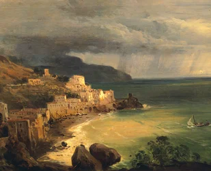 Sturm an der Amalfiküste und Golf von Neapel von Giacinto Gigante (1806-1876), Italien