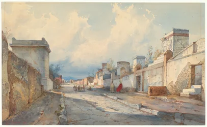Blick auf eine Straße in Pompeji
