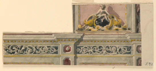 Zeichnung, Entwurf für eine bemalte Überdachung, 1850–75