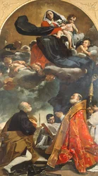Altarbild, das die Jungfrau mit den Heiligen Petronius und Alo darstellt