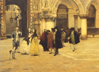 Spaziergang auf dem Platz in Venedig
