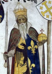 Darstellung der Markgrafen von Saluzzo und ihrer Gemahlinnen als historische und mythologische Helden und Heldinnen (Detail)