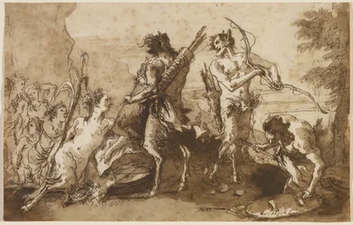 Satyrn und Satyressen in einer Landschaft, ca. 1770
